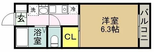 flat福井B棟【B302号室】の間取り