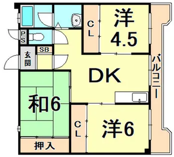門戸パレス【5階】の間取り