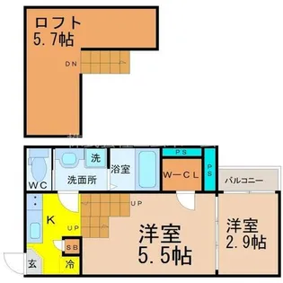 ハーモニーテラス栄生【1階】の間取り