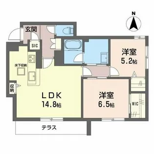 シャーメゾン レーヴ【1階】の間取り