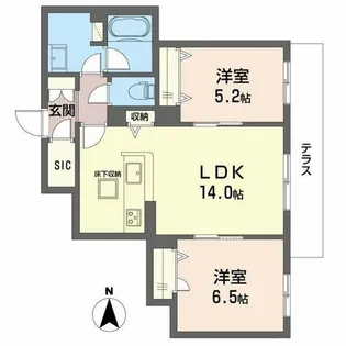 シャーメゾン レーヴ【1階】の間取り