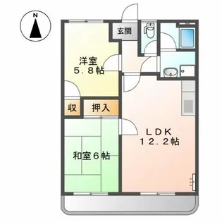 ハイツ石尾台【1階】の間取り