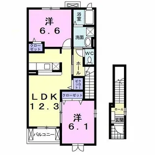 アンソレイユ西山Ⅰ【2階】の間取り