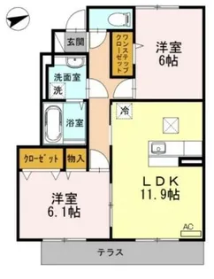 セジュール小川【1階】の間取り