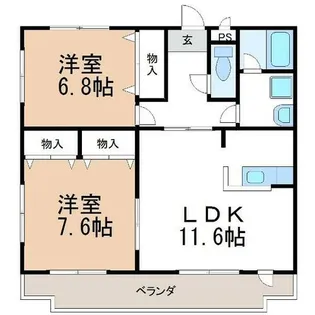 パストラーレ的場丘B【1階】の間取り