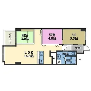 ホワイティ薬院【303号室】の間取り