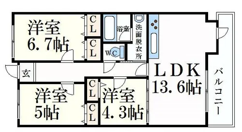 サンヒルズ福沢町【7階】の間取り