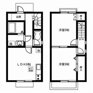 愛知県名古屋市名東区猪子石1丁目【テラスハウス】の間取り