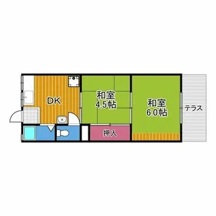 ブルースカイハイツB棟【1階】の間取り