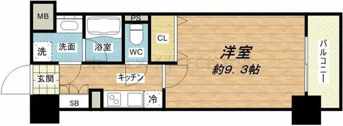 エスリード長堀タワー【5階】の間取り