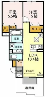 メルベーユ福里【1階】の間取り