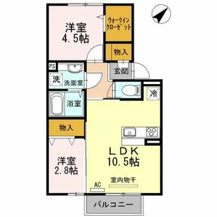 DーROOM COCO【202号室】の間取り