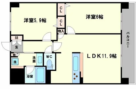 ル・ドゥーズィエム・シャピトゥル福島【4階】の間取り