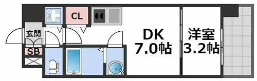 リヴェント難波サウス【3階】の間取り