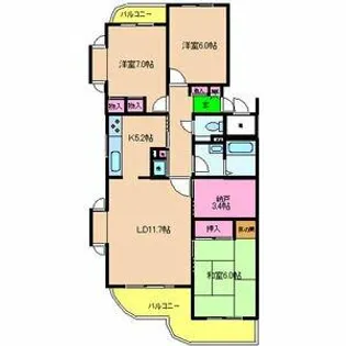 フェリーチェ深江橋2号館【3階】の間取り