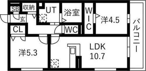 D-レジデンス二条【1階】の間取り