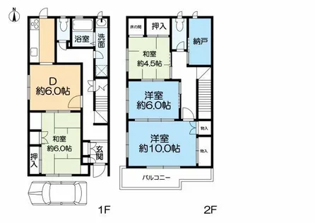 大阪府箕面市小野原東5丁目【テラスハウス】の間取り