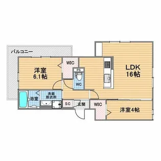D-residence上甲子園【3階】の間取り