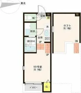 ハーモニーテラス高畑Ⅱ【203号室】の間取り
