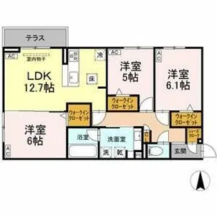 シャンドフルール【1階】の間取り