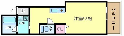レバンガAP難波南Ⅱ【5階】の間取り