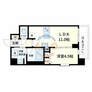 スプランディッド難波キャトル【6階】の間取り