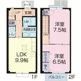 愛知県刈谷市井ケ谷町井田【テラスハウス】の間取り