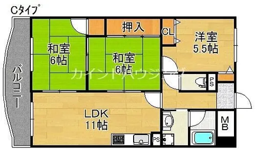 シャルマンハイツ住之江【4階】の間取り