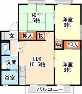 サンビレッジ B棟【101号室】の間取り