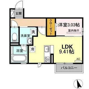 ラフィネ栄町【2階】の間取り