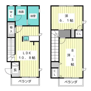 愛知県名古屋市名東区赤松台【テラスハウス】の間取り