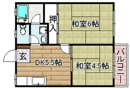 パナハイツ古曽部【1階】の間取り