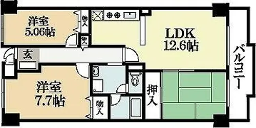 ベルヴィ西浦【6階】の間取り