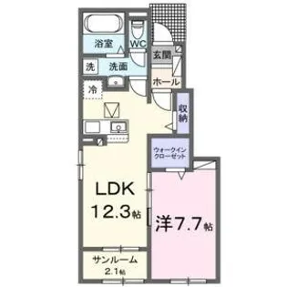 プチシャルダンA【1階】の間取り