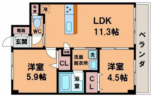 サンファボーレ北田辺【6階】の間取り