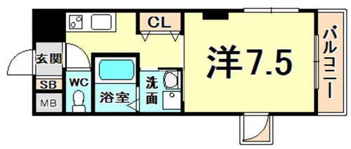 ベルエアー江上【6階】の間取り