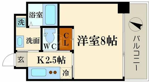JJCOURT磯路【805号室】の間取り