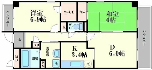 メゾンドグラシア【2階】の間取り