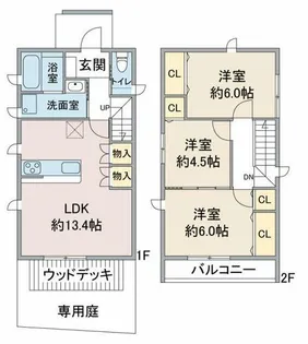 愛知県尾張旭市庄南町1丁目【一戸建】の間取り