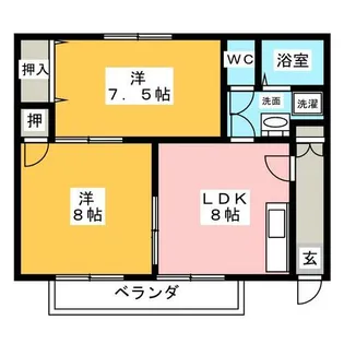 2LDKの間取り画像