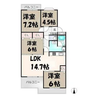 エルグランデ萩山【1階】の間取り