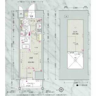 エステムコート名古屋栄デュアルレジェンド【703号室】の間取り