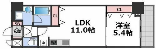 スプランディッド上本町WESTⅡ【12階】の間取り