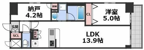 スプランディッド上本町WESTⅡ【4階】の間取り