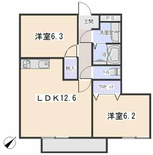 ヴィラ家奈B【202号室】の間取り