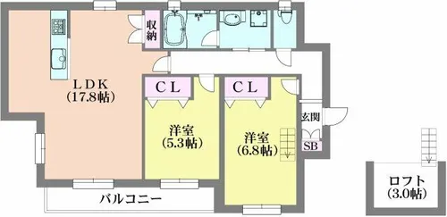 VILLA神戸北町【2階】の間取り