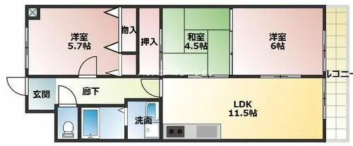 ローヤルシャトー立花【3階】の間取り