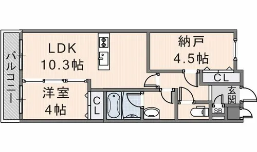 アベニュー瓢箪山【303号室】の間取り