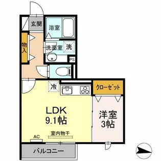 アベニュー小向【1階】の間取り