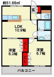 ルーチェ・フォレ・ドゥ【203号室】の間取り